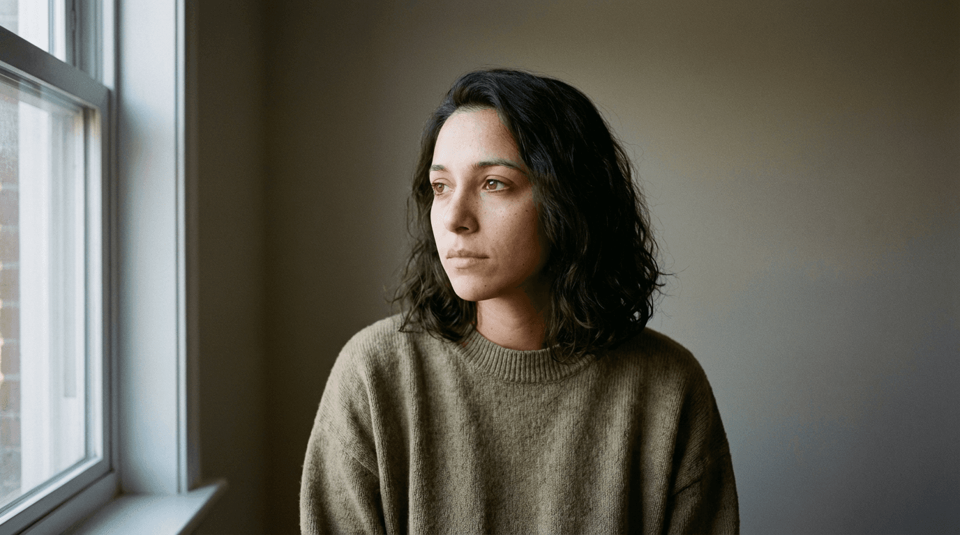 Mira looking out a window